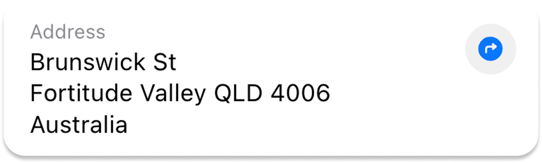 Apple Maps showing Brunswick St with postcode