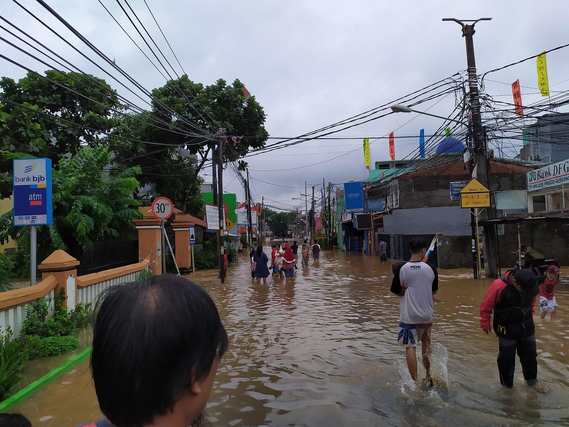 Floods on Raya Bintara Road, Jakarta
