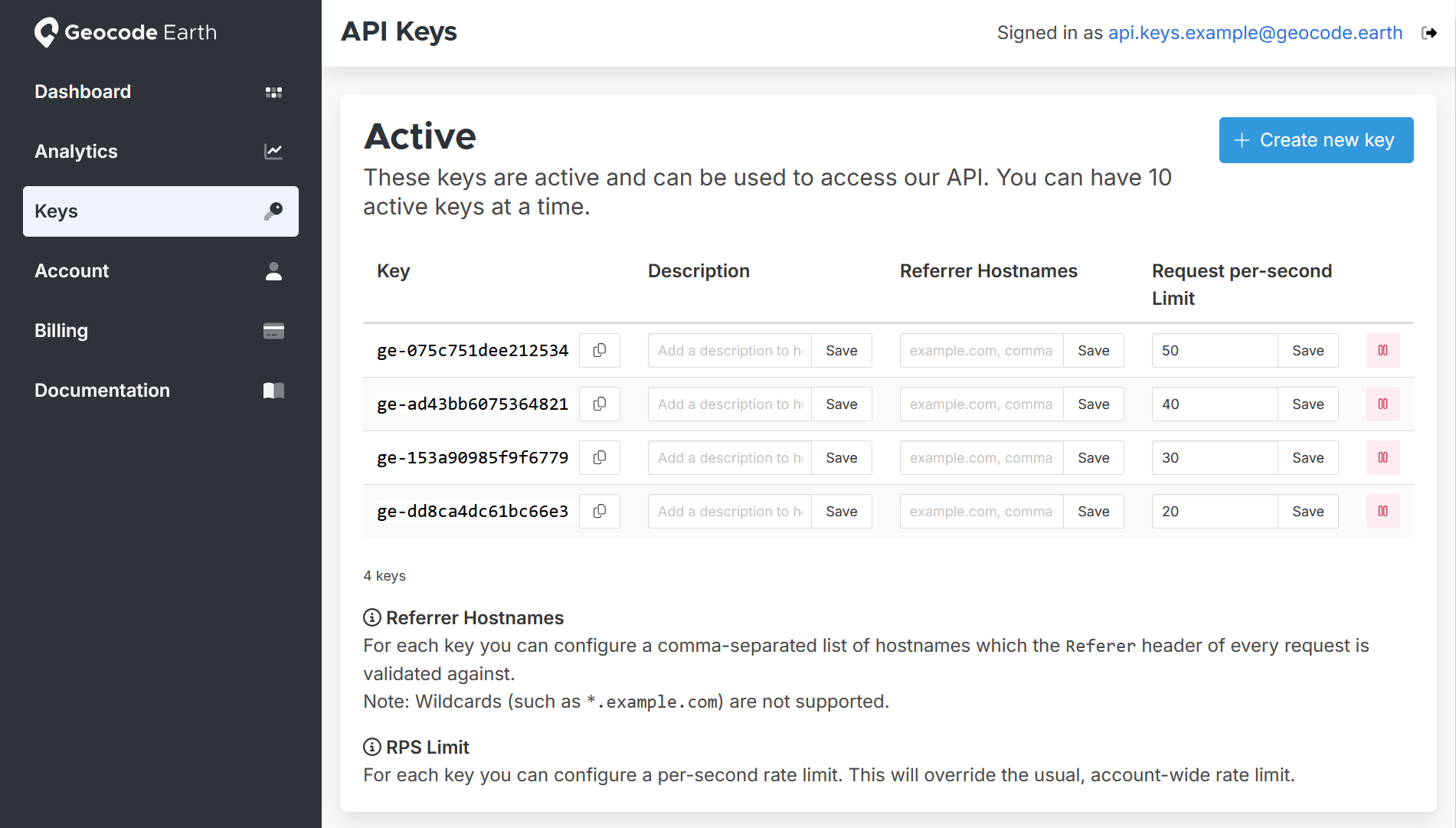 API Key Example with Rate Limits